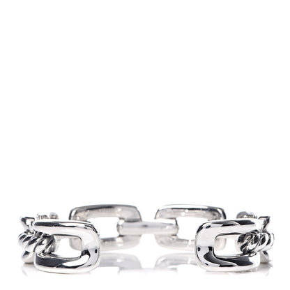 David Yurman Sterling Silver Diamond 14mm Wellesley Link Cuff Bracelet 3 of 4