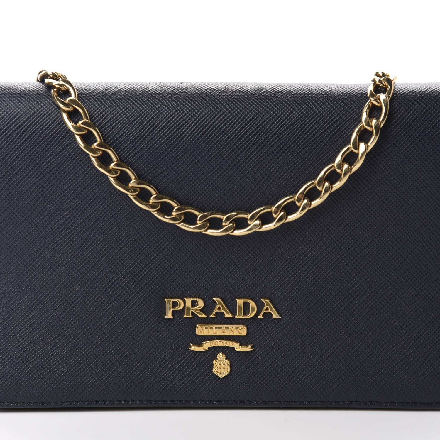 Prada Saffiano Lux Chain Wallet Baltico 11 of 11