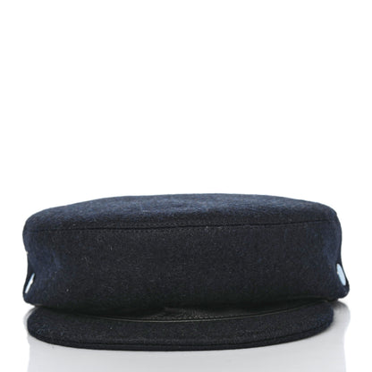 Hermes Broadcloth Newton Calfskin Dani Cap 56 Marine Black 2 of 4