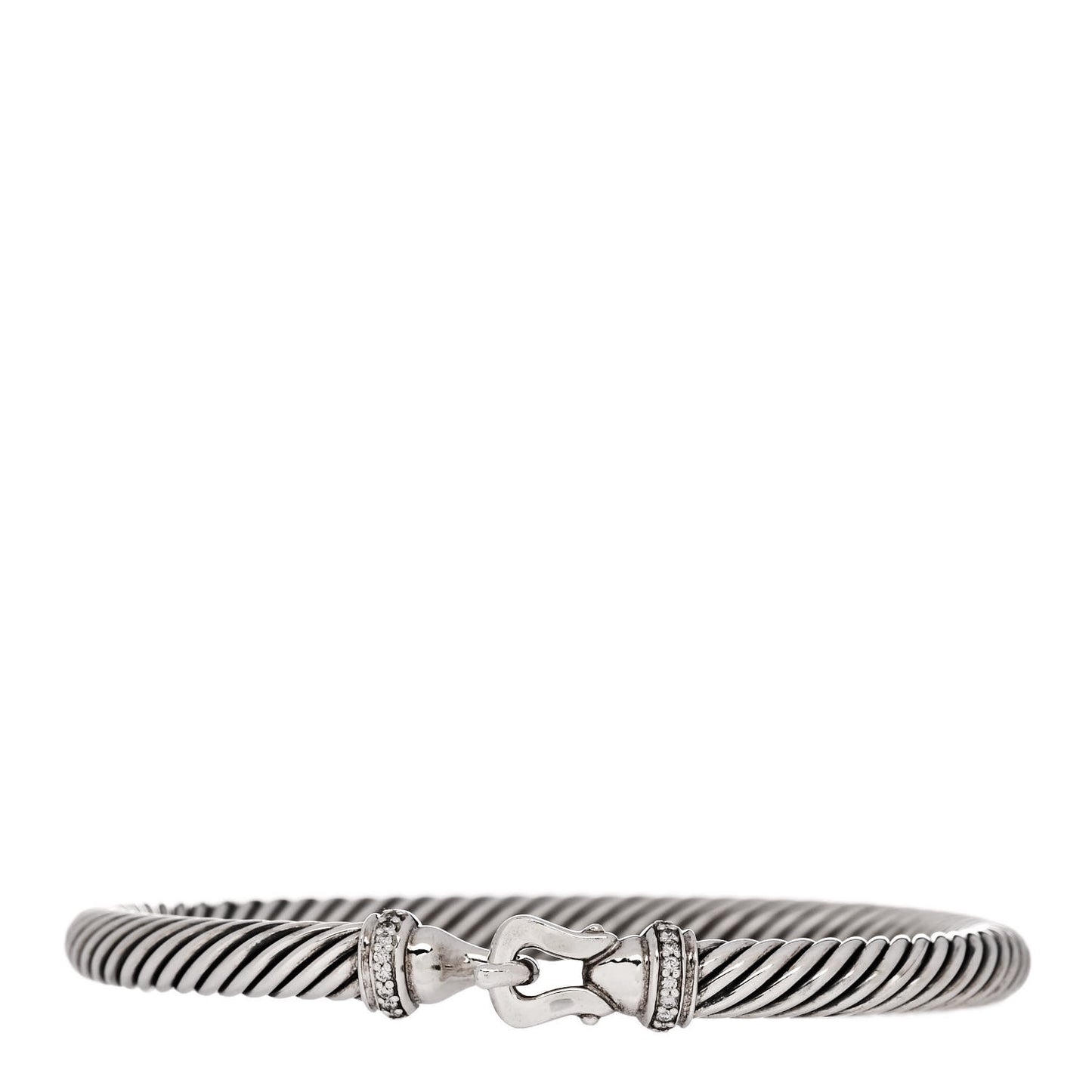 Sterling Silver Diamond 5mm Cable Buckle Bracelet