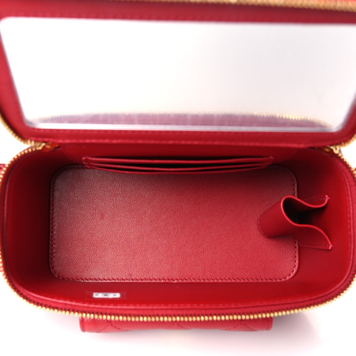 Chanel Caviar Quilted Polly Pocket East West Top Vanity With Chain Red 5 of 10