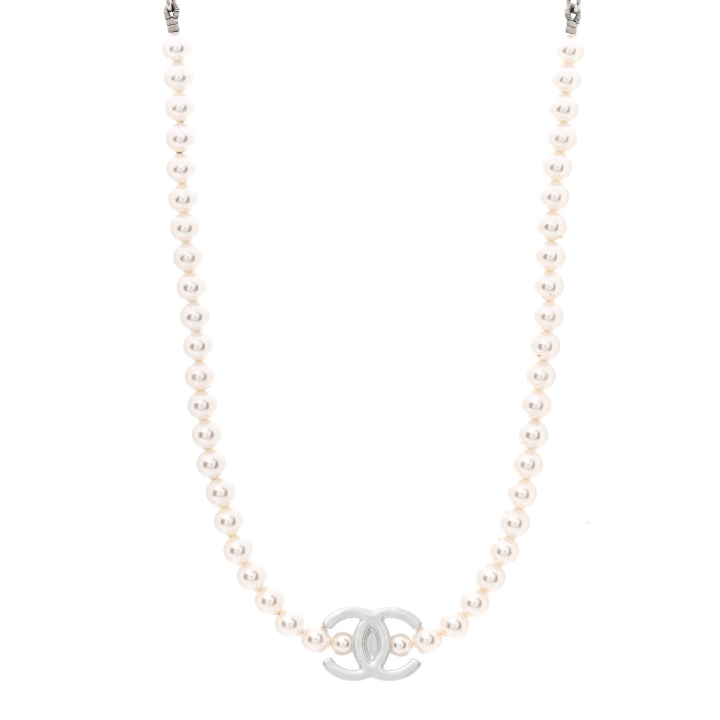 Pearl Resin CC Choker Necklace Pearly White Silver