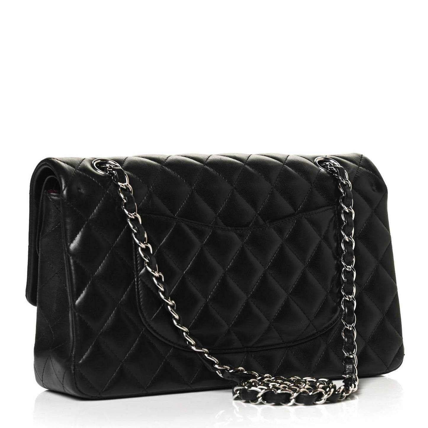 Lambskin Quilted Medium Double Flap Black