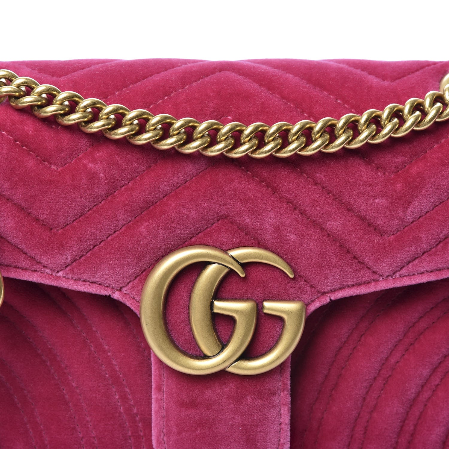 Gucci Velvet Matelasse Small GG Marmont Shoulder Bag Light Raspberry Rose 9 of 9