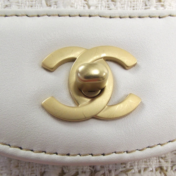 Vintage Tweed Flap Bag White