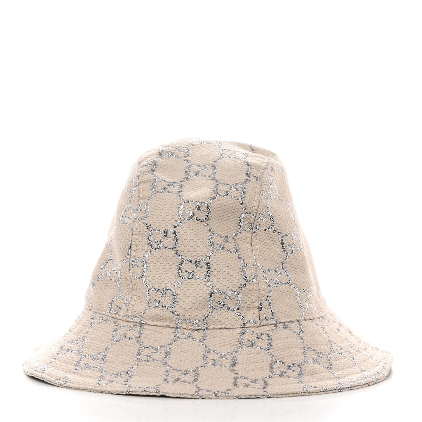 Canvas Lame GG Monogram Bucket Hat XS Gardenia Silver