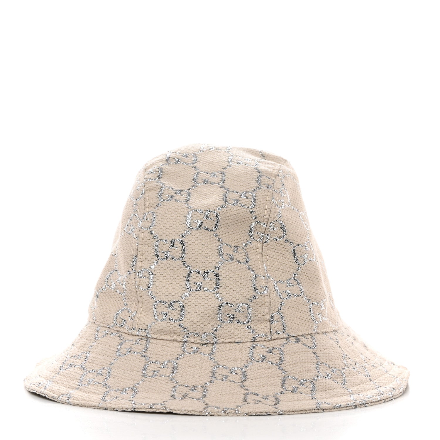 Gucci Canvas Lame GG Monogram Bucket Hat XS Gardenia Silver 3 of 9