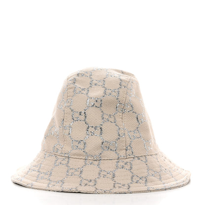 Gucci Canvas Lame GG Monogram Bucket Hat XS Gardenia Silver 3 of 9