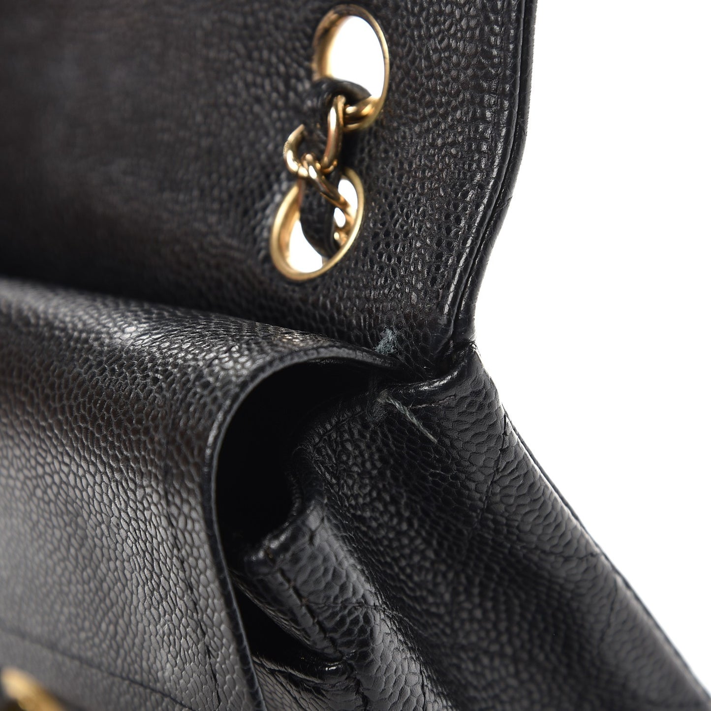 Caviar Quilted Medium Double Flap Black