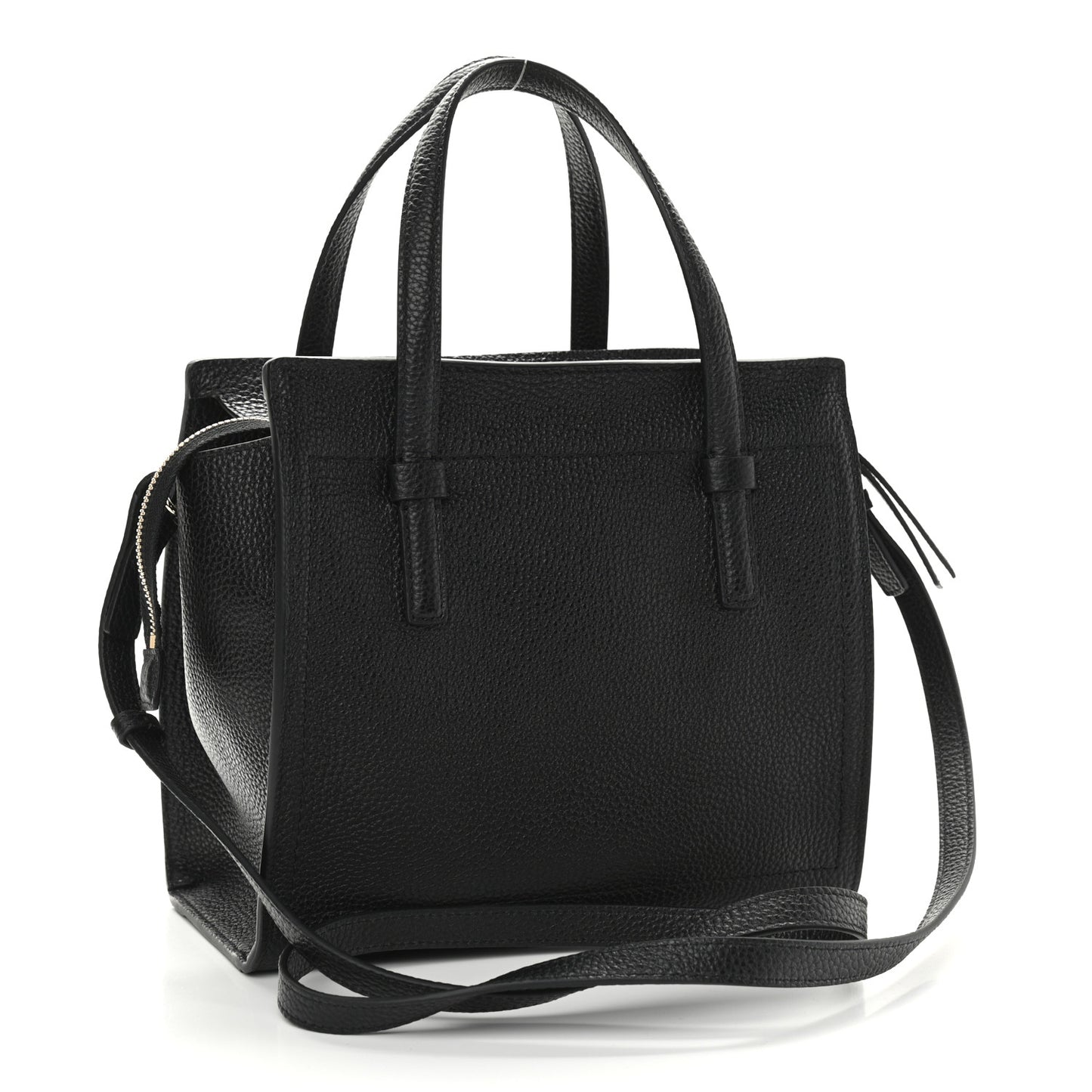 Hammered Calfskin Double Handle Small Amy Tote Black