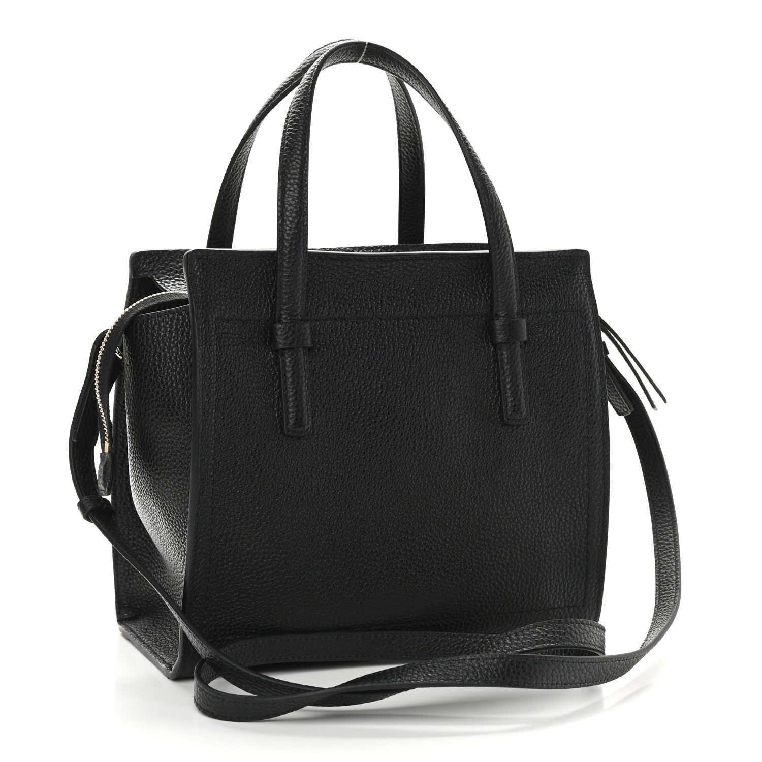 Salvatore Ferragamo Hammered Calfskin Double Handle Small Amy Tote Black 3 of 10