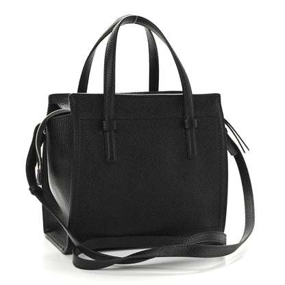 Salvatore Ferragamo Hammered Calfskin Double Handle Small Amy Tote Black 3 of 10