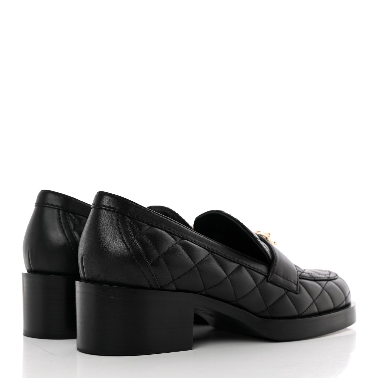 Lambskin Quilted CC Heart Loafers 38 Black