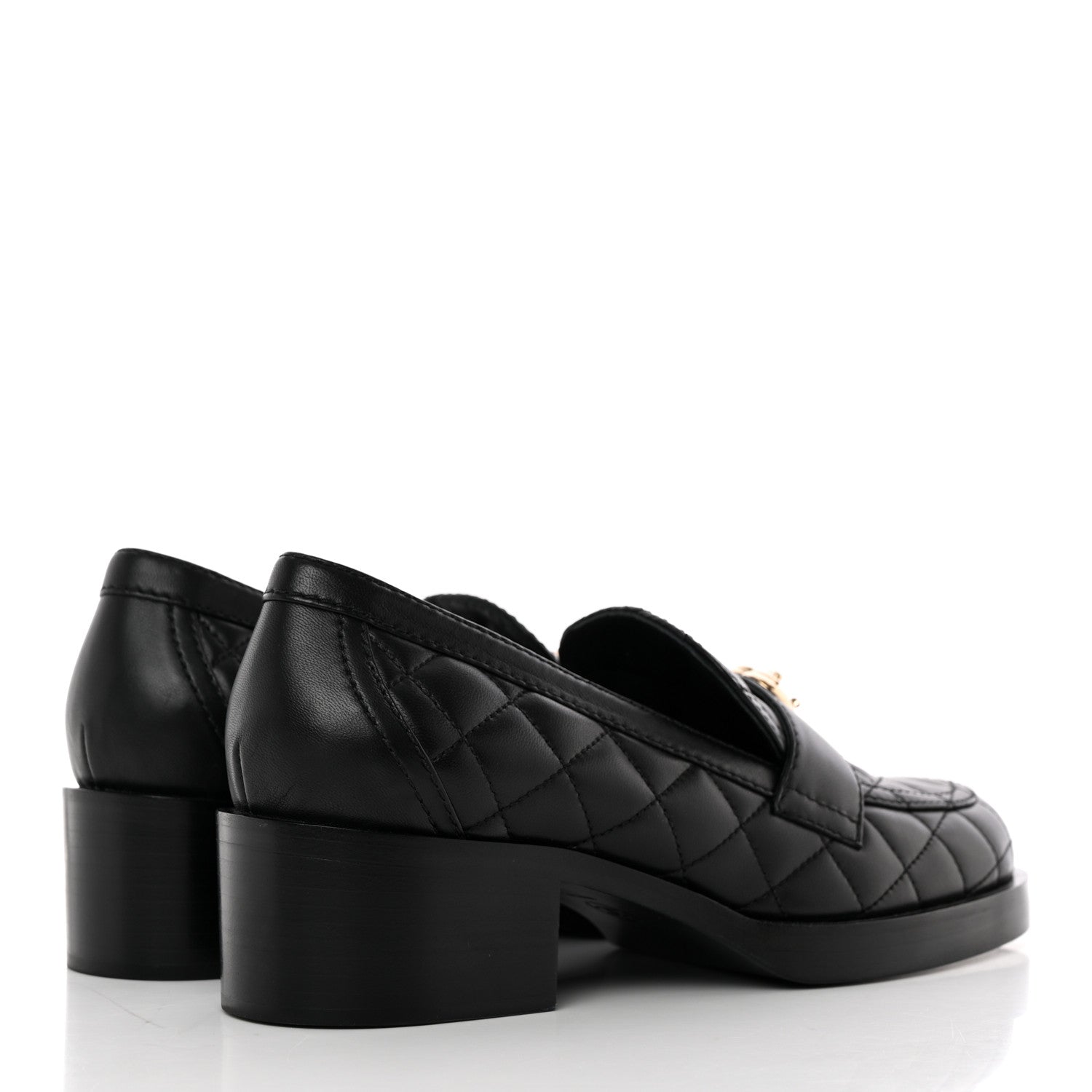 Chanel Lambskin Quilted CC Heart Loafers 38 Black 4 of 16