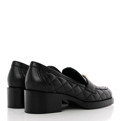 Chanel Lambskin Quilted CC Heart Loafers 38 Black 4 of 16