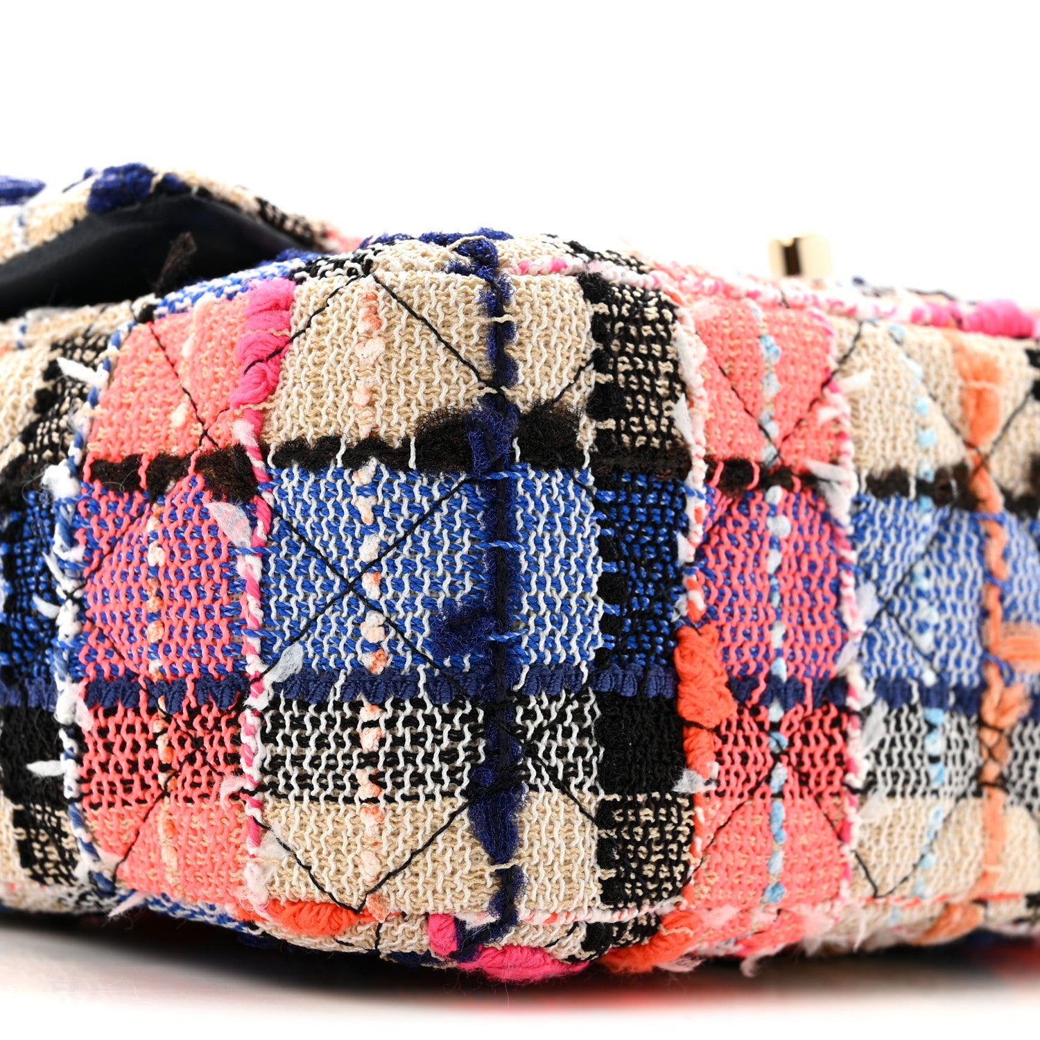 Chanel Tweed Quilted Mini Rectangular Flap Blue Orange Pink 9 of 14