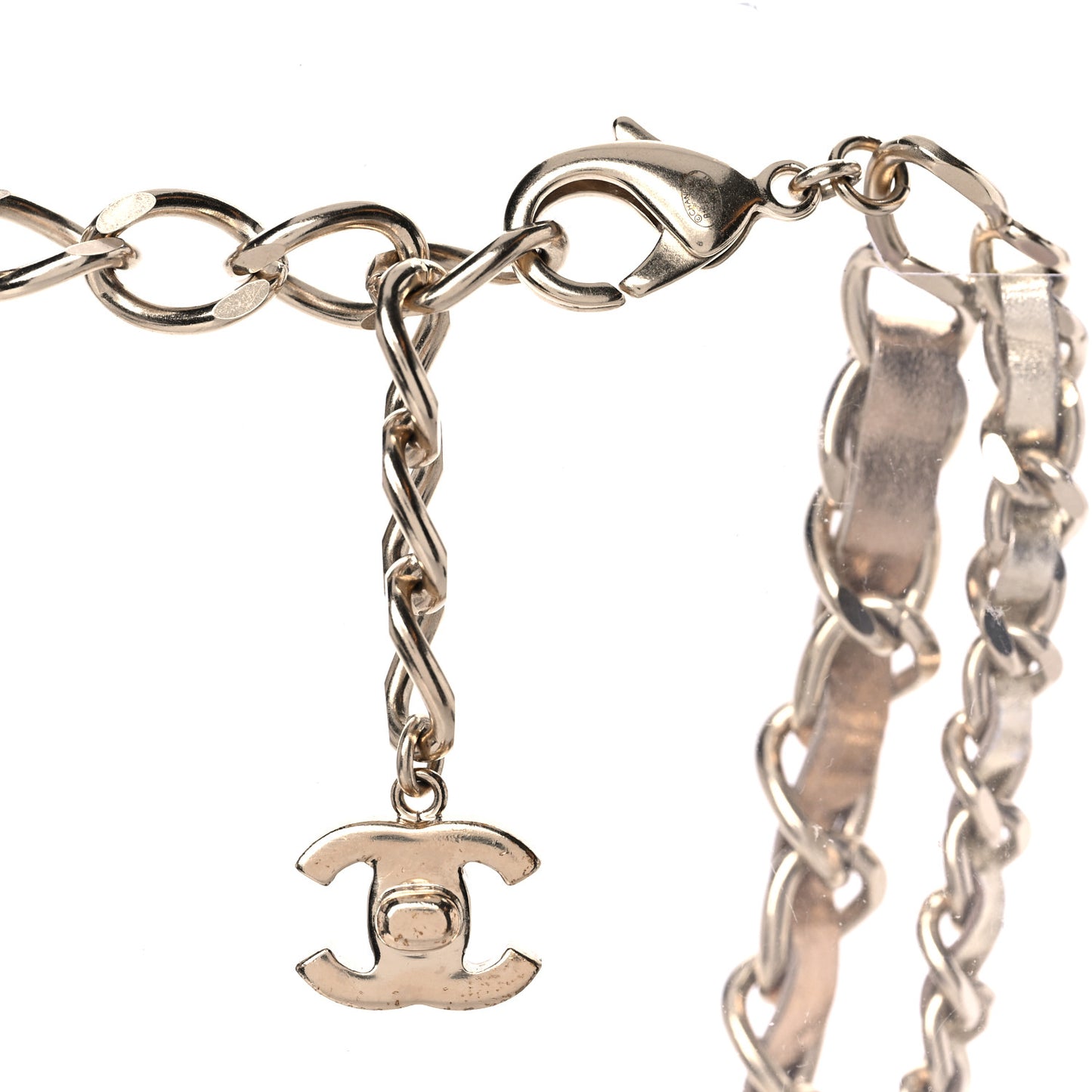 Lambskin CC Turnlock Necklace Gold