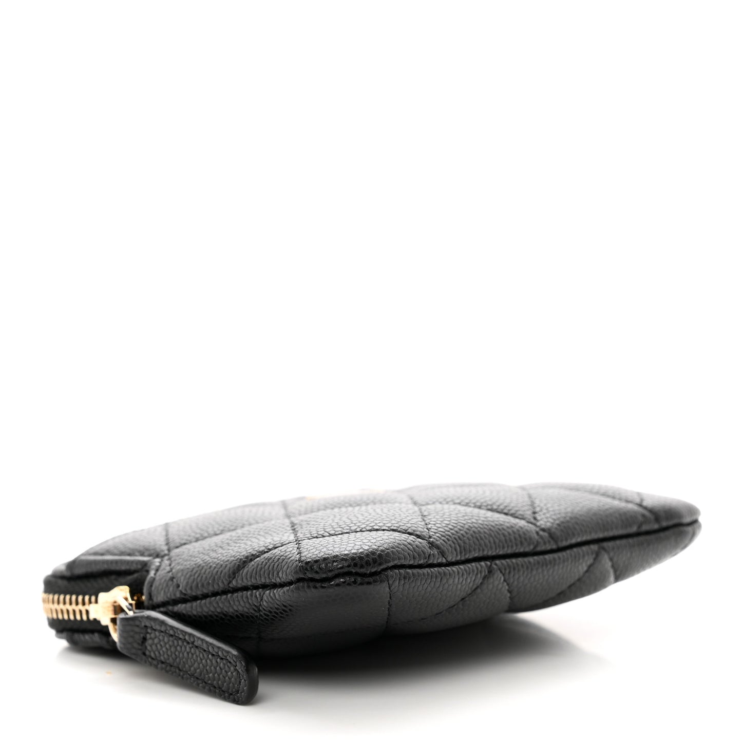 Caviar Quilted Zip Card Holder Wallet Black