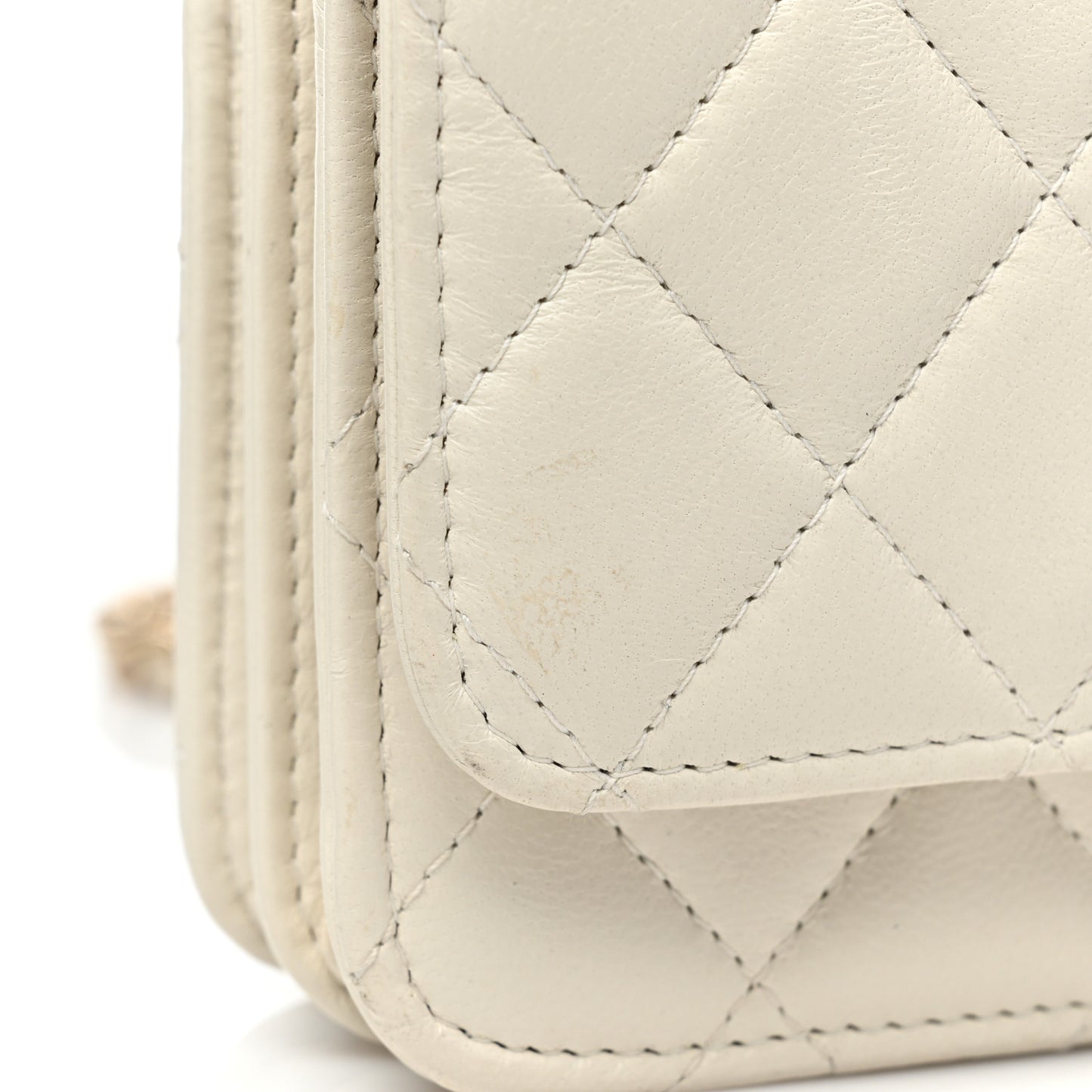 Lambskin Quilted Mini Trendy CC Wallet On Chain WOC White