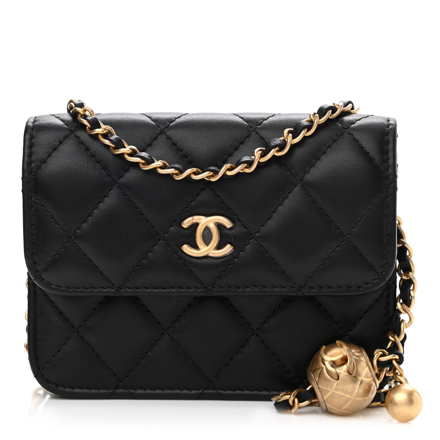 Chanel Lambskin Quilted Pearl Crush Flap With Chain Black 1 of 13