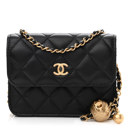 Chanel Lambskin Quilted Pearl Crush Flap With Chain Black 1 of 13