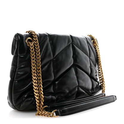 Saint Laurent Lambskin Quilted Small Loulou Puffer Monogram Chain Satchel Black 3 of 12