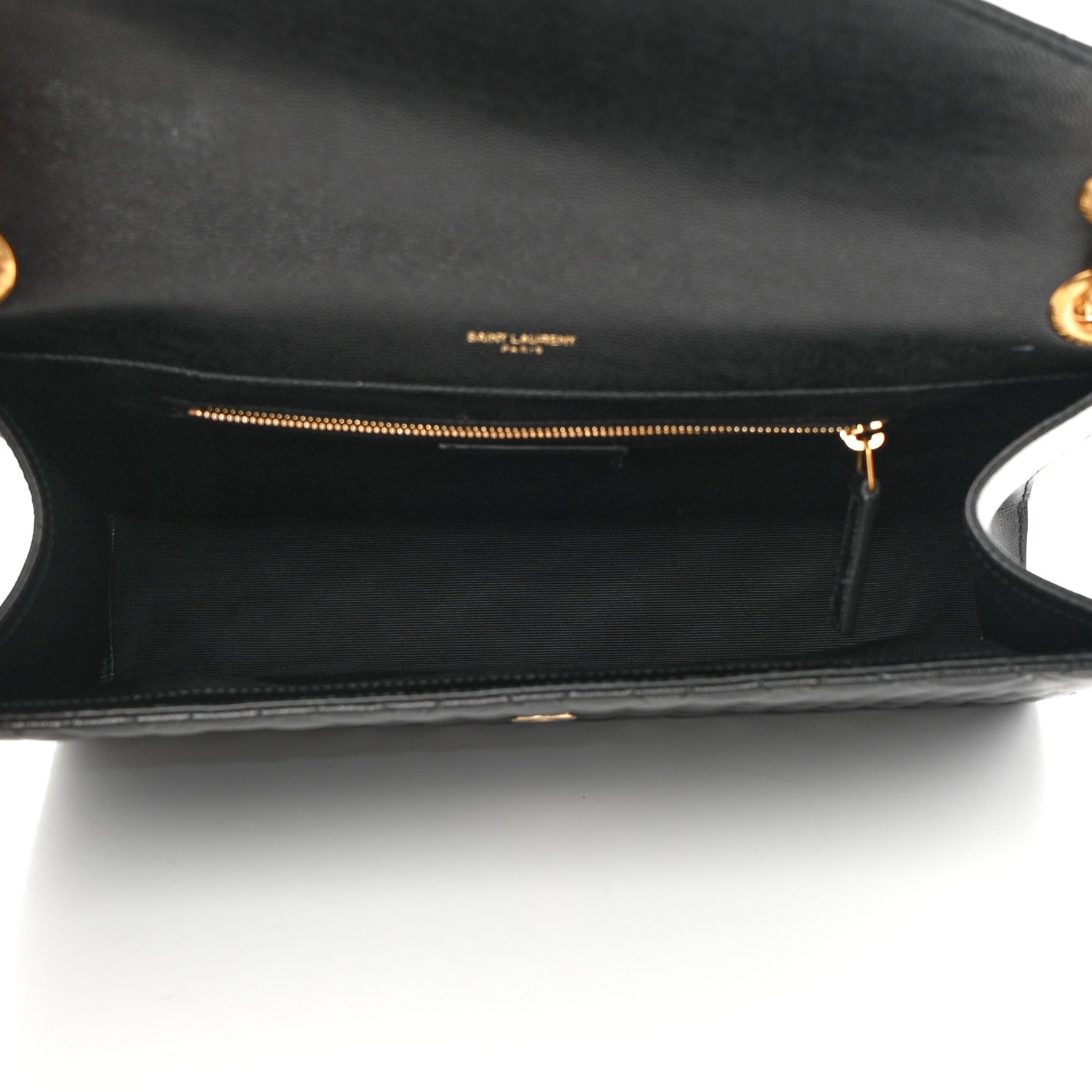 Saint Laurent Grain De Poudre Textured Mixed Matelasse Large Triquilt Monogram Satchel Black 4 of 12
