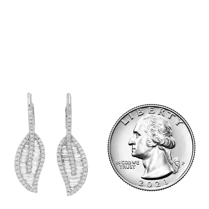 Anita Ko 18K White Gold Diamond Palm Leaf Stem Drop Earrings 2 of 5