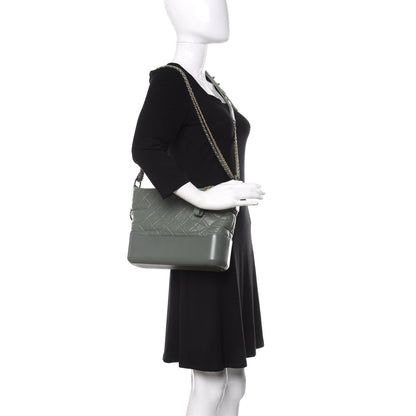 Chanel Aged Calfskin Quilted Medium Gabrielle Hobo Green 3 of 14