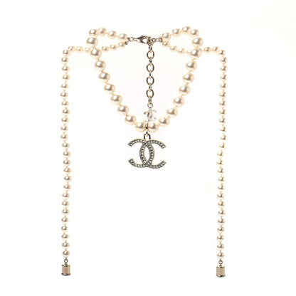 Chanel Pearl Crystal CC Airpods Necklace Gold 3 of 6