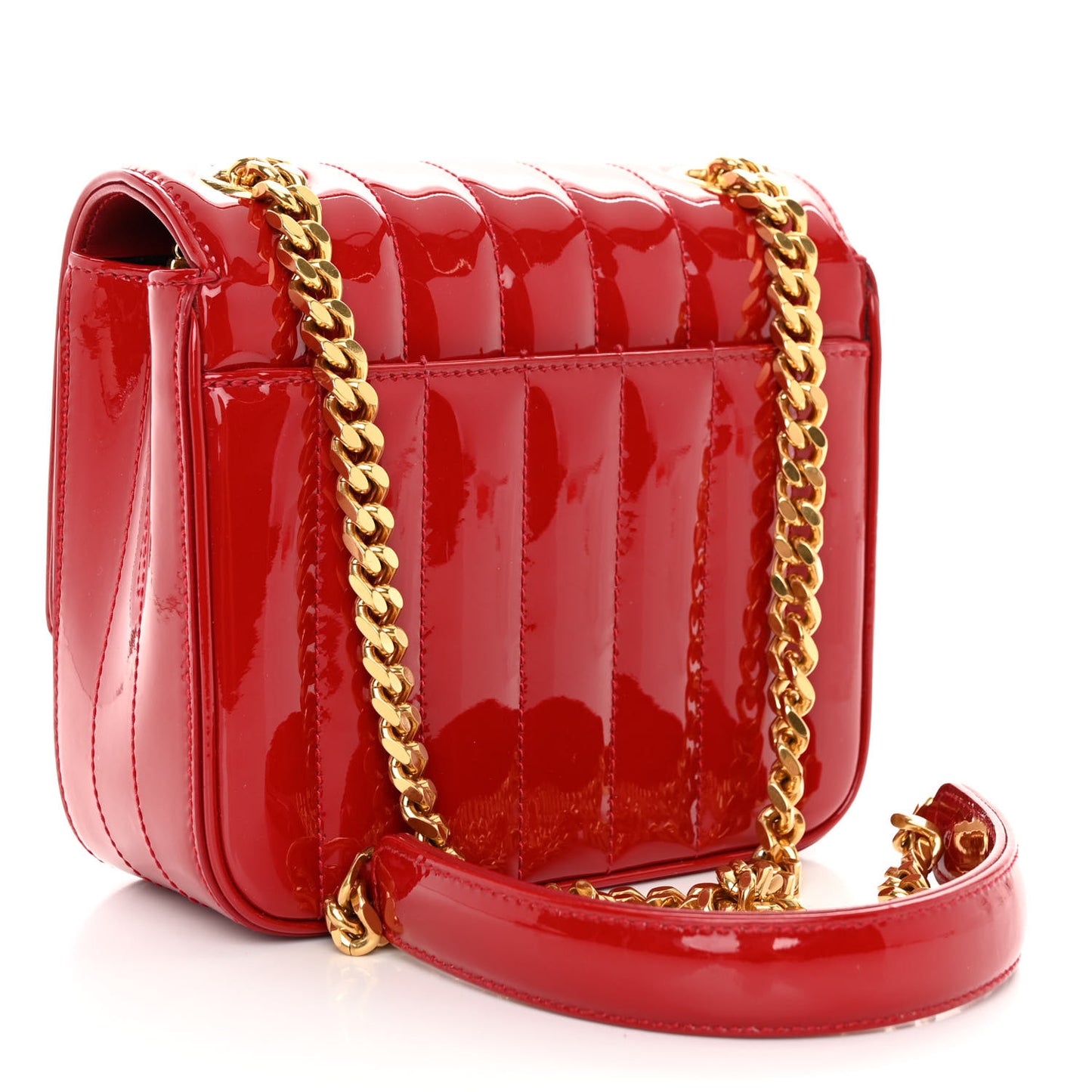 Patent Matelasse Monogram Small Vicky Chain Bag Red