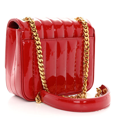 Saint Laurent Patent Matelasse Monogram Small Vicky Chain Bag Red 3 of 11
