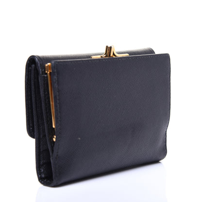 Prada Saffiano Metal Flap Compact Wallet Black 3 of 11