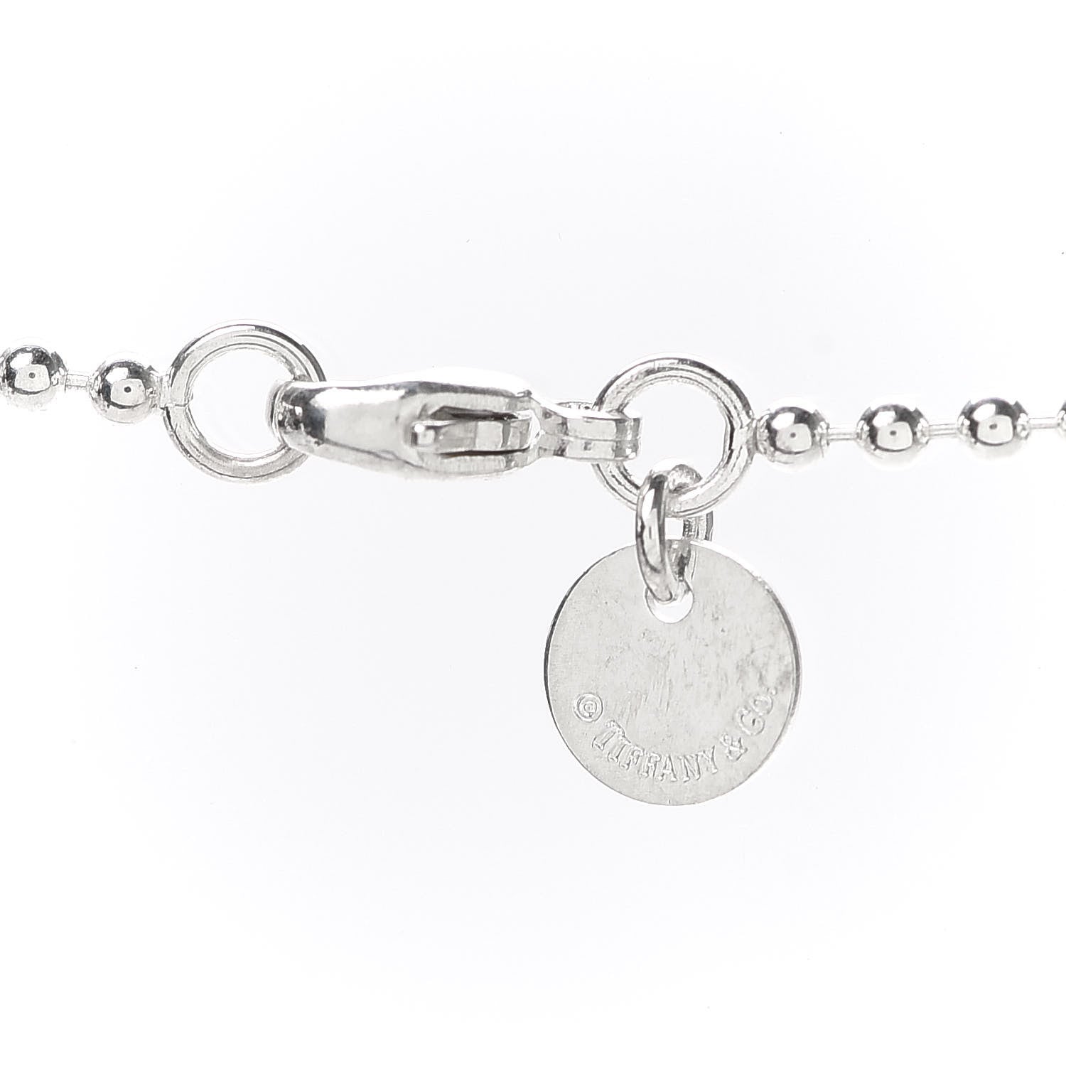 Tiffany Sterling Silver Round Tag Bead Necklace 5 of 5