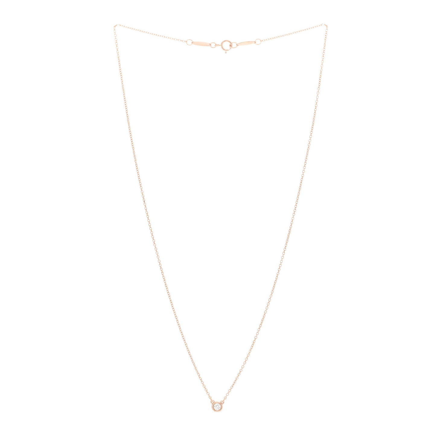 18K Rose Gold Diamond .08ct Elsa Peretti Diamonds by the Yard Pendant Necklace