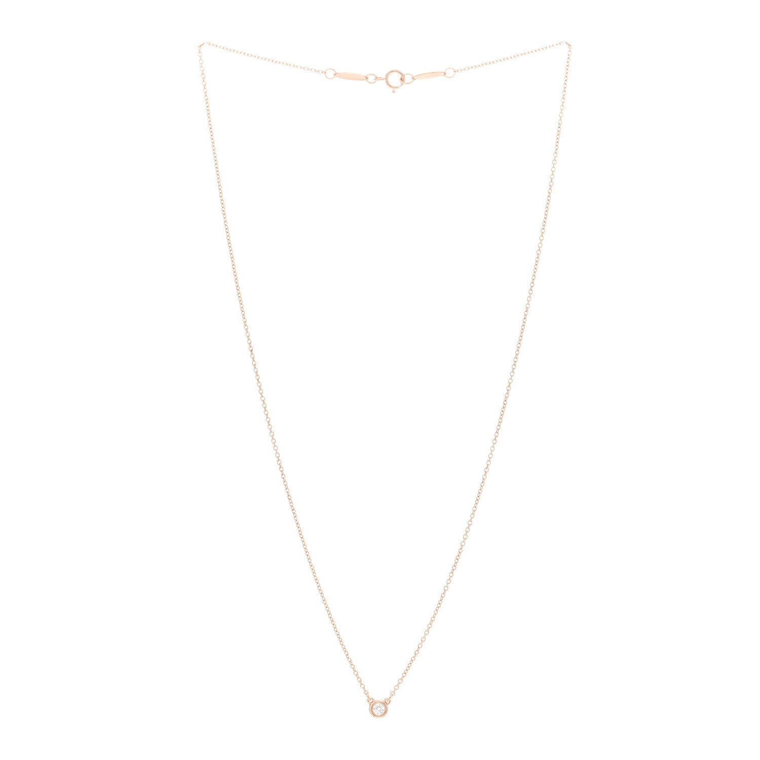 Tiffany 18K Rose Gold Diamond .08ct Elsa Peretti Diamonds by the Yard Pendant Necklace 2 of 4