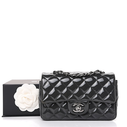 Chanel Patent Calfskin Quilted Mini Rectangular Flap Dark Grey 12 of 12