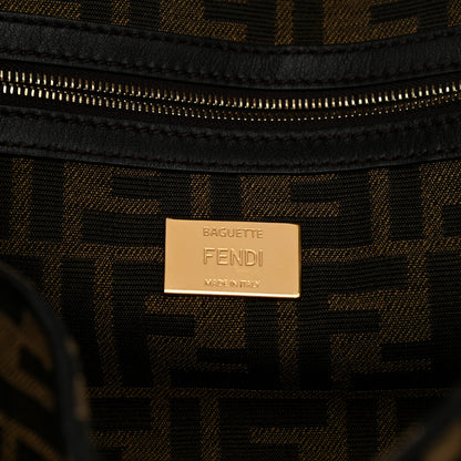 Fendi Fabric Jacquard FF 1974 Medium Baguette Tobacco Moro Black 6 of 16