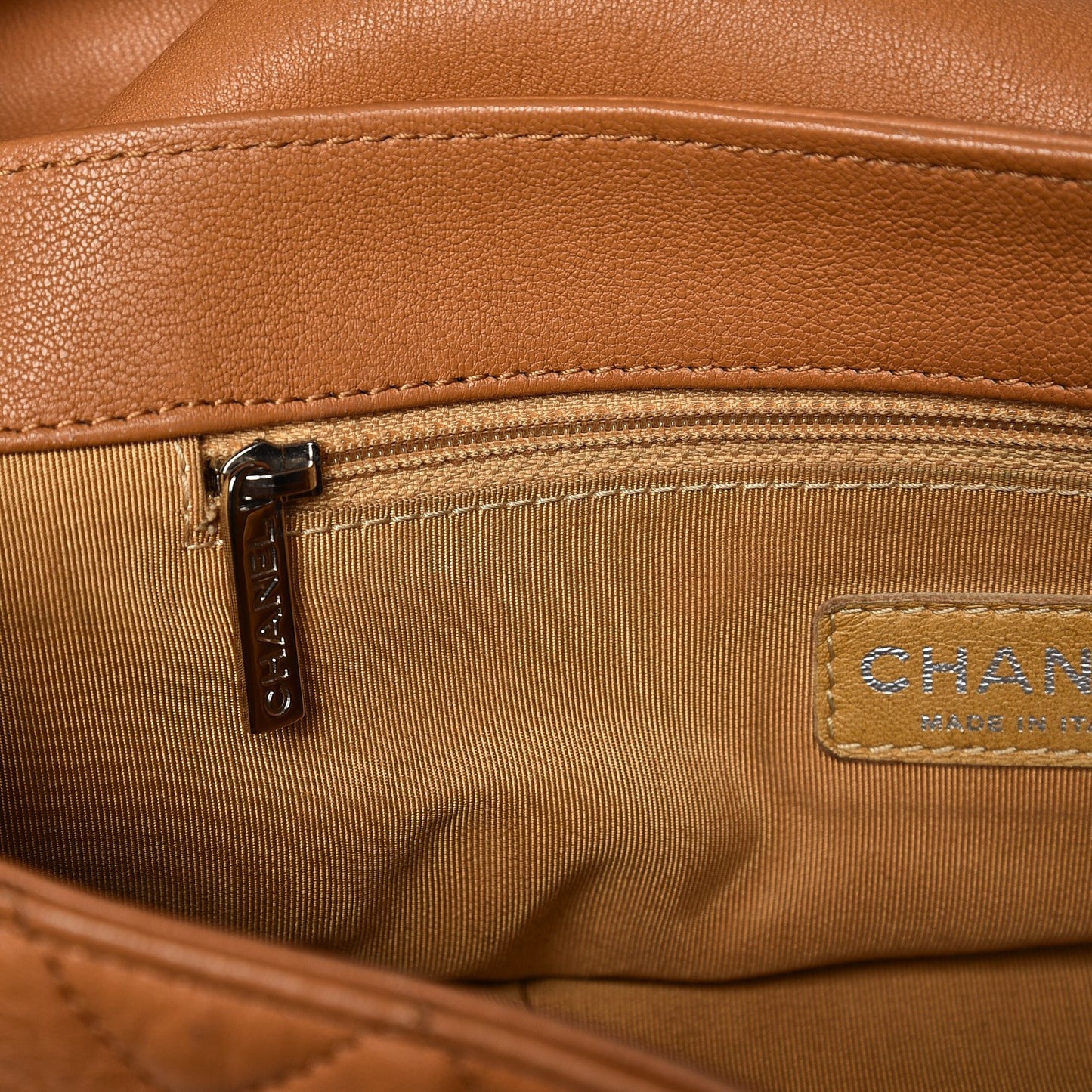 Washed Lambskin Chain Around Maxi Flap Bag Dark Beige