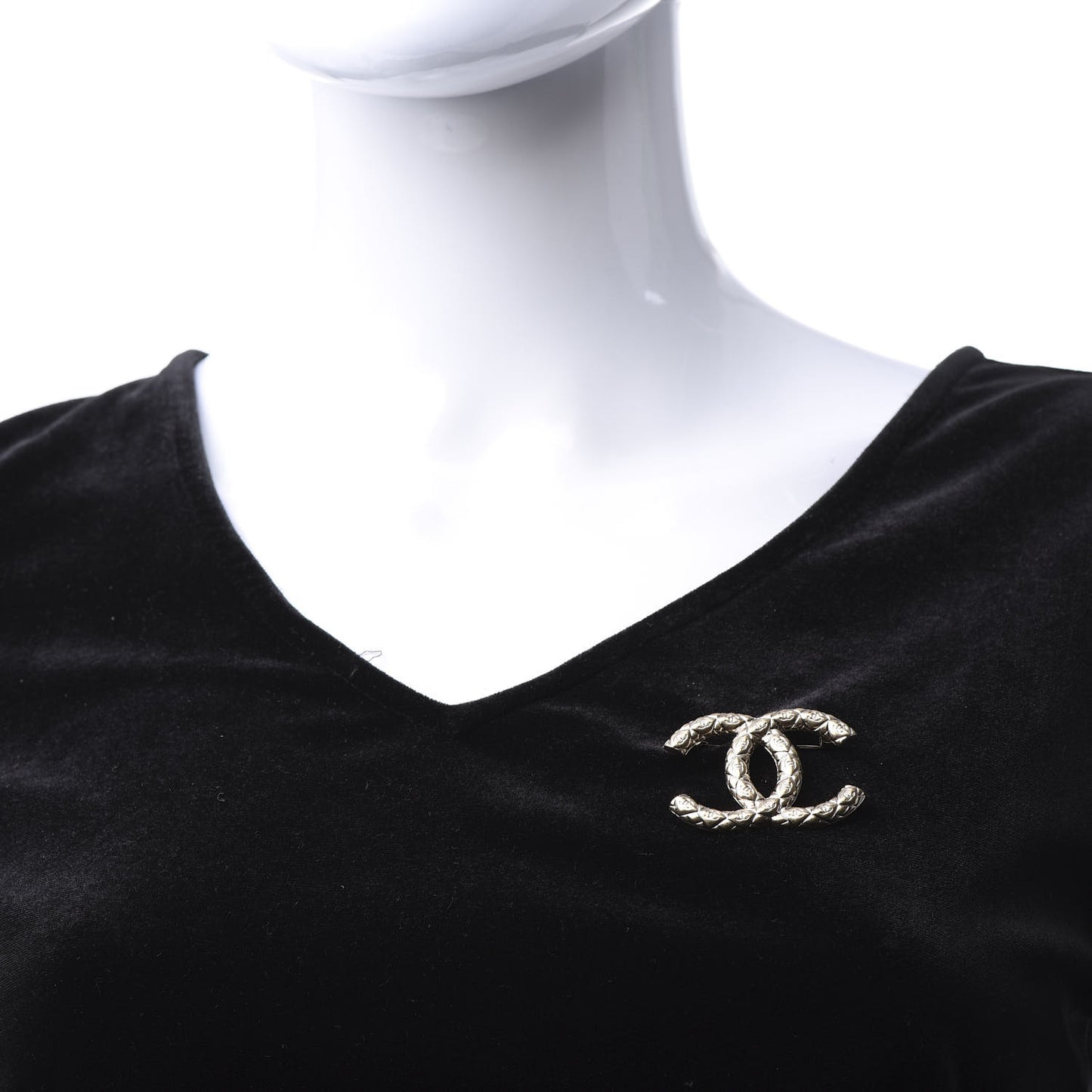 Metal CC Diamond Quilted Brooch Light Gold