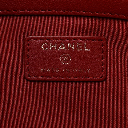 Chanel Lambskin Quilted Large Cosmetic Case Red 6 of 7