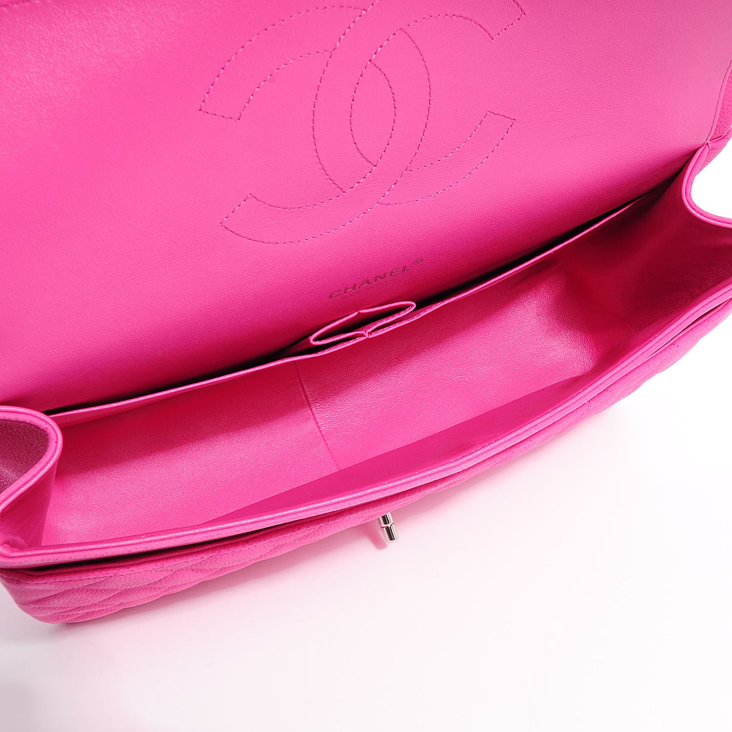 Iridescent Caviar Maxi Double Flap Pink