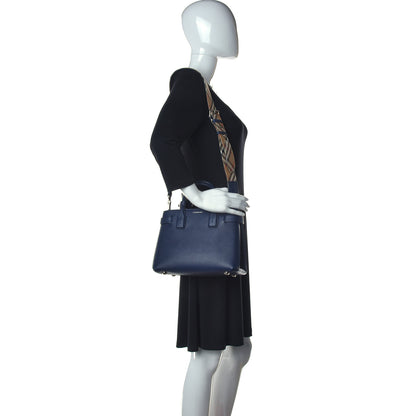 Burberry Grainy Calfskin House Check Small Banner Tote Regency Blue 2 of 12