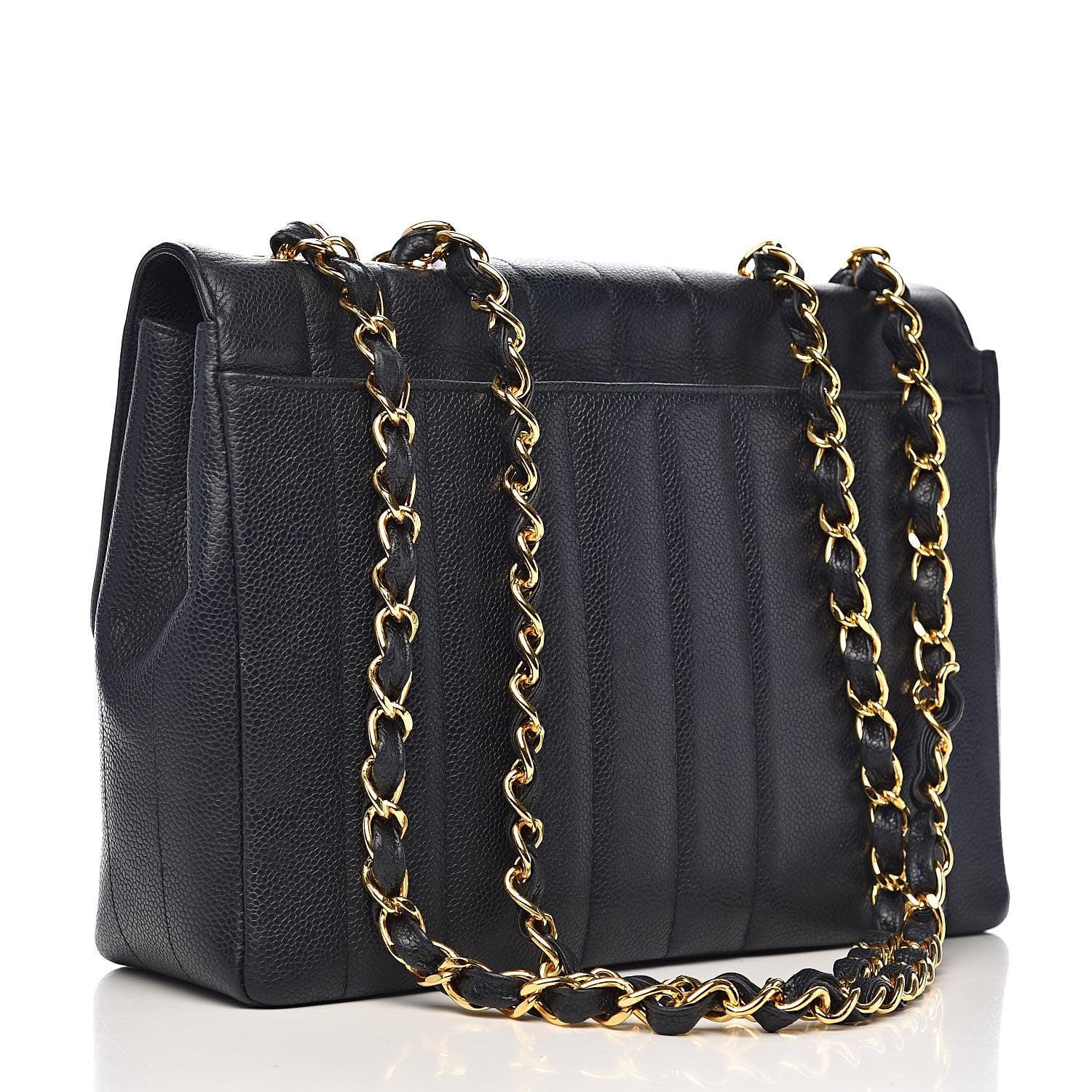 Chanel Caviar Vertical Quilted Jumbo Single Flap Black 3 of 23