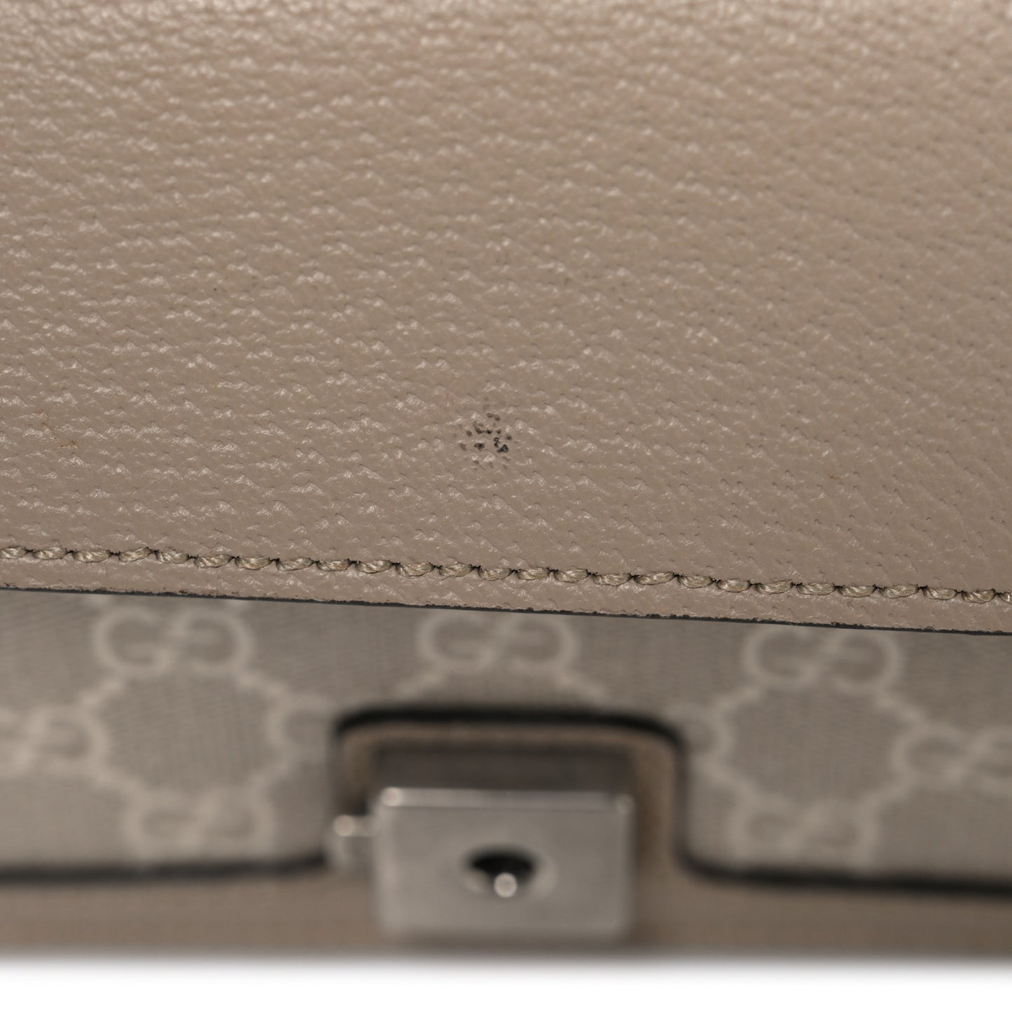 GG Supreme Monogram Textured Dollar Calfskin Small Rectangular Dionysus Shoulder Bag Beige Mystic White Oatmeal