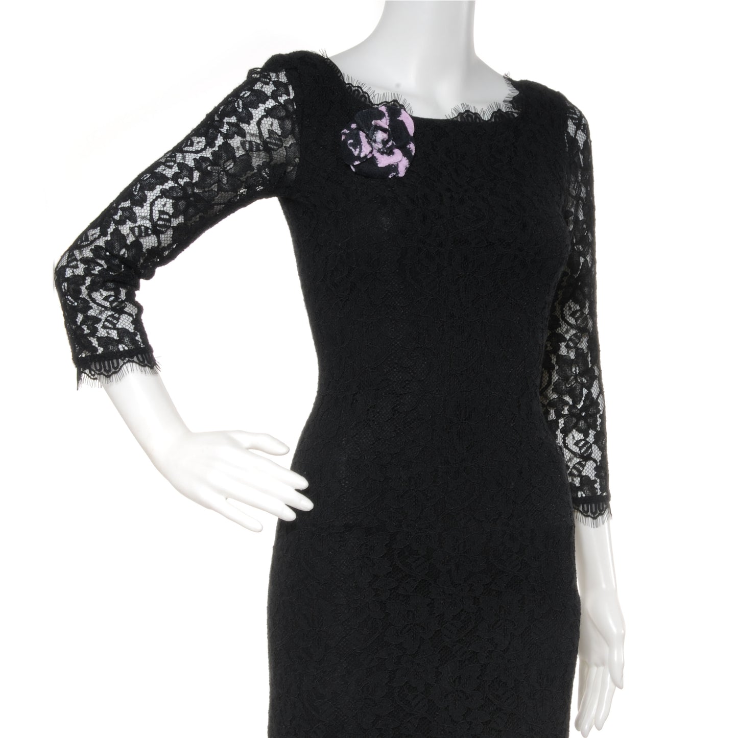 Fantasy Tweed Camellia Pin Brooch Pink Black