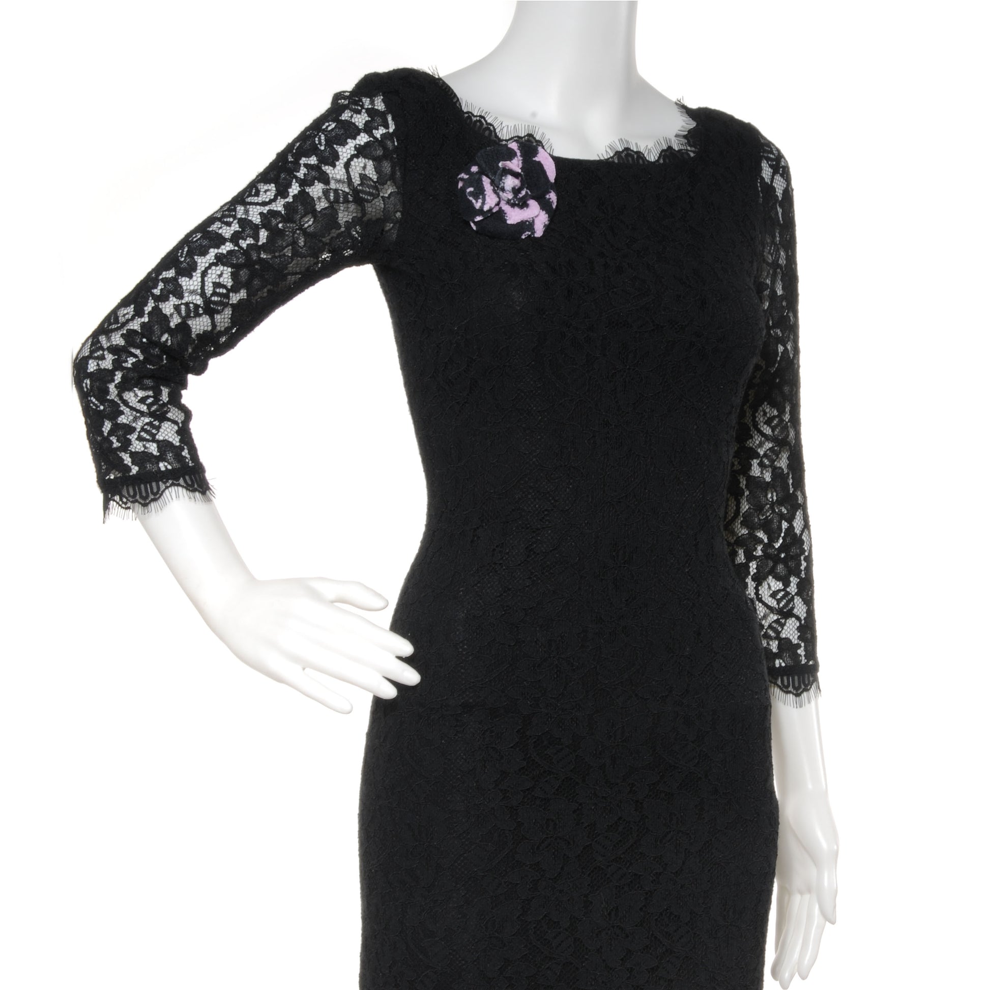 Chanel Fantasy Tweed Camellia Pin Brooch Pink Black 2 of 4