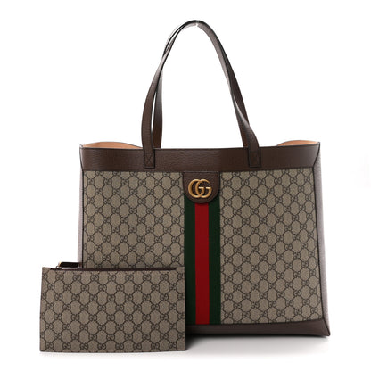 Gucci GG Supreme Monogram Web Ophidia Tote Brown 3 of 11