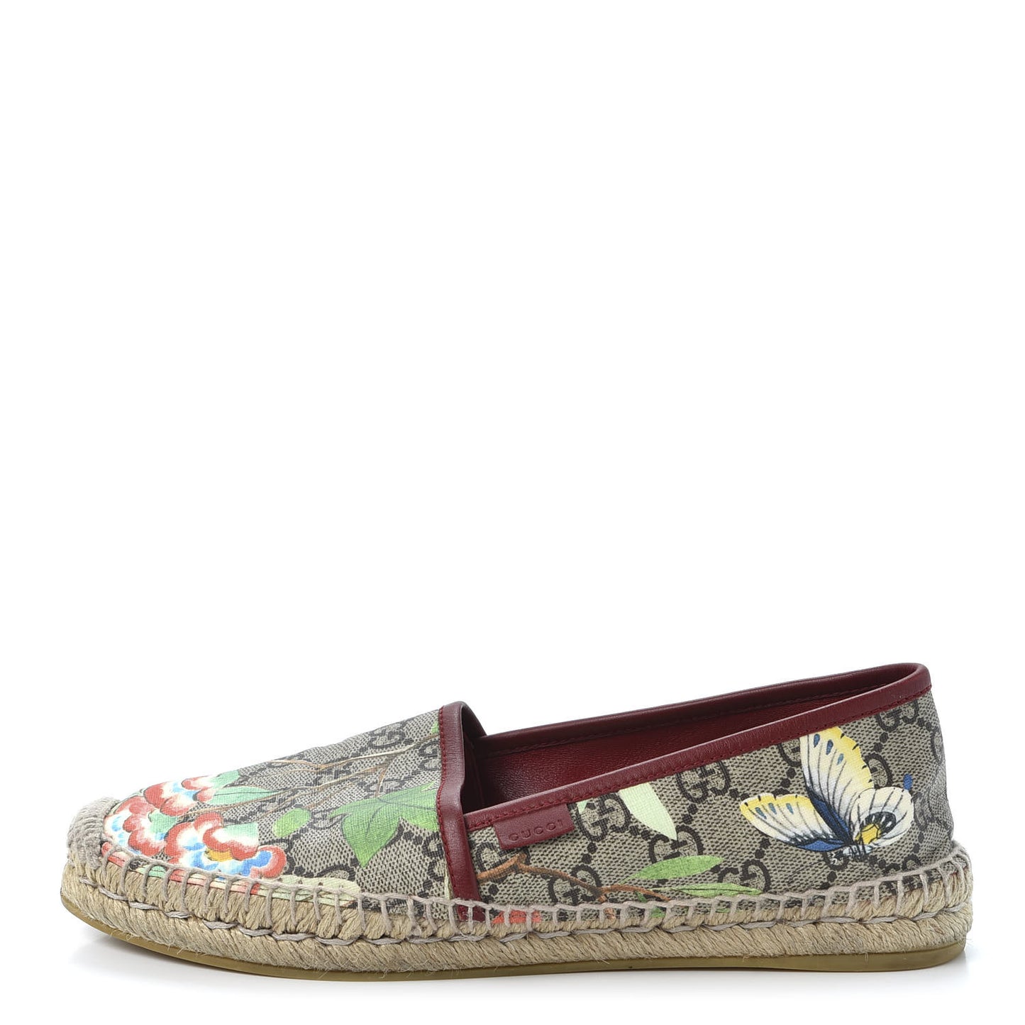GG Supreme Monogram Tian Womens Espadrilles 38.5 Beige Multicolor Red