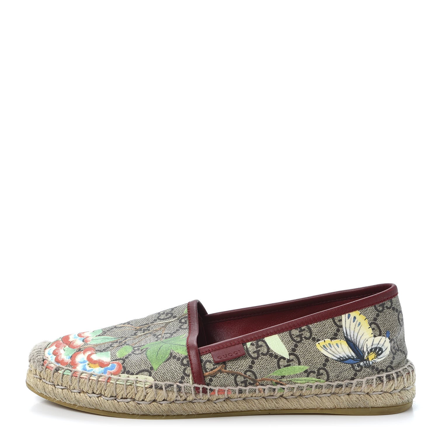 Gucci GG Supreme Monogram Tian Womens Espadrilles 38.5 Beige Multicolor Red 1 of 12